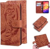 Voor Xiaomi Redmi Note 7S / Note 7 Tiger Embossing Pattern Horizontale Flip lederen tas met houder & kaartsleuven & portemonnee (bruin)