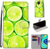 Voor Geschikt voor Xiaomi Redmi Note 9S / 9 Pro Gekleurde Tekening Cross Textuur Horizontale Flip PU Lederen Case met Houder & Kaartsleuven & Portemonnee & Lanyard (Groene Citroen)