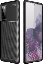Voor Samsung Galaxy S20 Fan-Edition koolstofvezel textuur schokbestendig TPU-hoesje (zwart)
