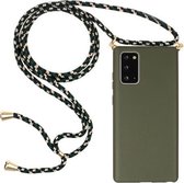 Voor Samsung Galaxy Note20 Tarwestro Materiaal + TPU Beschermhoes met Lanyard (Legergroen)