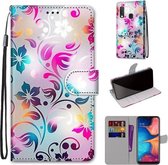 Voor Samsung Galaxy A20e Gekleurde Tekening Cross Textuur Horizontale Flip PU Lederen Case met Houder & Kaartsleuven & Portemonnee & Lanyard (Gradient Kleurrijke Bloem)