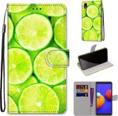 Voor Samsung Galaxy A01 Core Gekleurde Tekening Cross Textuur Horizontale Flip PU Lederen Case met Houder & Kaartsleuven & Portemonnee & Lanyard (Lime)