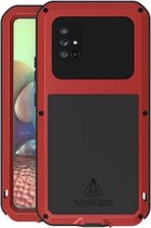 Voor Samsung Galaxy A71 5G LIEFDE MEI Metalen schokbestendige waterdichte stofdichte beschermhoes met glas (rood)