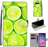 Voor Samsung Galaxy S10e Gekleurde Tekening Cross Textuur Horizontale Flip PU Lederen Case met Houder & Kaartsleuven & Portemonnee & Lanyard (Lime)