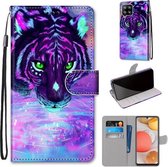 Voor Samsung Galaxy A42 5G Gekleurde Tekening Cross Textuur Horizontale Flip PU Lederen Case met Houder & Kaartsleuven & Portemonnee & Lanyard (Tijger Drinkwater)