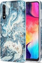 Voor Samsung Galaxy A50 / A30s / A50s TPU Gilt Marble Pattern beschermhoes (blauw)