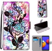 Voor Samsung Galaxy A01 Core Gekleurde Tekening Cross Textuur Horizontale Flip PU Lederen Case met Houder & Kaartsleuven & Portemonnee & Lanyard (Kleur Bodem Holle Bloem)