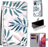 Voor Samsung Galaxy S20 FE 5G Gekleurde tekening Cross Texture Horizontale Flip PU lederen tas met houder & kaartsleuven & portemonnee & lanyard (roze groene naalden)