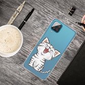 Voor Samsung Galaxy A12 Gekleurde tekening Clear TPU beschermhoesjes (lachende kat)