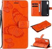 Voor Samsung Galaxy M01 3D vlinders reliëf patroon horizontaal flip lederen tas met houder & kaartsleuf & portemonnee (oranje)