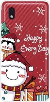 Voor Samsung Galaxy A01 Core Christmas Series Clear TPU beschermhoes (Cute Penguin Snowman)