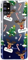 Voor Samsung Galaxy M51 Christmas Series Clear TPU beschermhoes (Cane Deer)