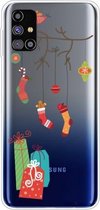 Voor Samsung Galaxy M51 Trendy Cute Christmas Patterned Case Clear TPU Cover Phone Cases (Black Tree Gift)