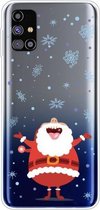 Voor Samsung Galaxy M31s Trendy Leuke Kerst Patroon Case Clear TPU Cover Telefoon Gevallen (Kerstman met Open Handen)