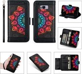 Voor Samsung Galaxy S8 + afdrukken Tweekleurig half mandala-patroon Dubbelzijdige magnetische gesp Horizontale flip lederen tas met houder & kaartsleuven & portemonnee & fotolijst & lanyard (