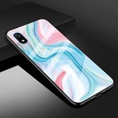 Voor Xiaomi Redmi 7A beschermhoes van marmerglas (blauw)