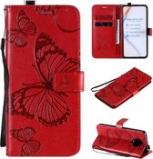 Voor Xiaomi Redmi K30 Pro 3D Vlinders Embossing Patroon Horizontale Flip lederen tas met houder & kaartsleuf & portemonnee (rood)