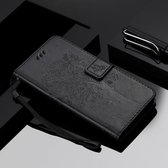 Voor Xiaomi Mi 10 Lite / Mi 10 Lite 5G Tree & Cat Reliëfpatroon Horizontale flip lederen tas met houder & kaartsleuven & portemonnee & lanyard (zwart)