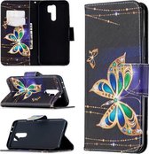 Voor Xiaomi Redmi 9 Gekleurde tekening patroon Horizontale flip lederen tas met houder & kaartsleuven & portemonnee (grote vlinder)