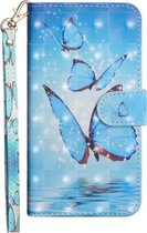 3D-schilderijpatroon Gekleurde tekening Horizontaal Flip TPU + PU lederen tas met houder & kaartsleuven en portemonnee voor Xiaomi Redmi Note 7s (Three Butterfly)