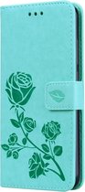 Xiaomi Redmi Note 7 Hoesje - Mobigear - Flowers Serie - Kunstlederen Bookcase - Turquoise - Hoesje Geschikt Voor Xiaomi Redmi Note 7