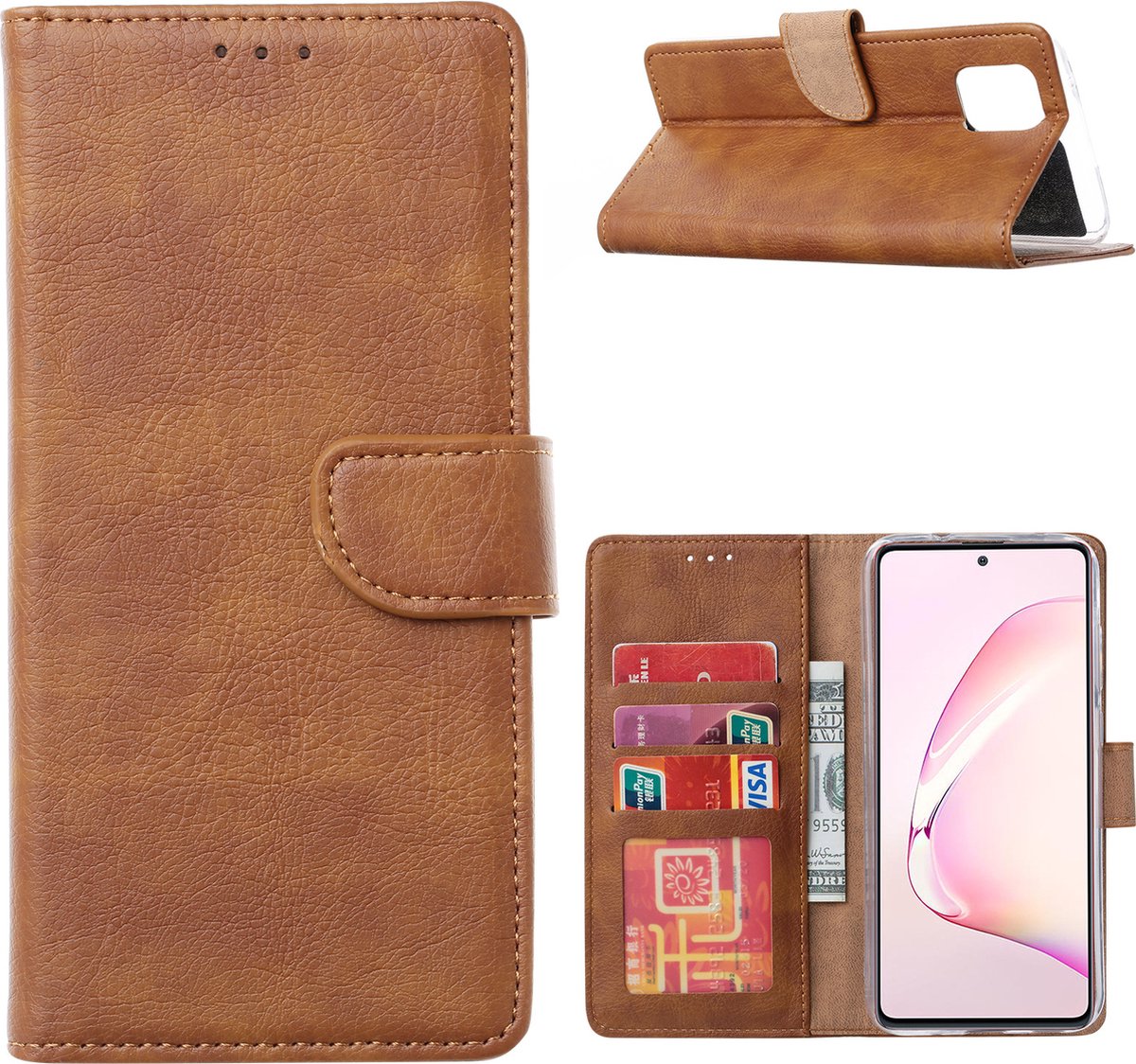 Hoesje Geschikt Voor Samsung Galaxy A41 Portemonnee Hoesje - Bruin