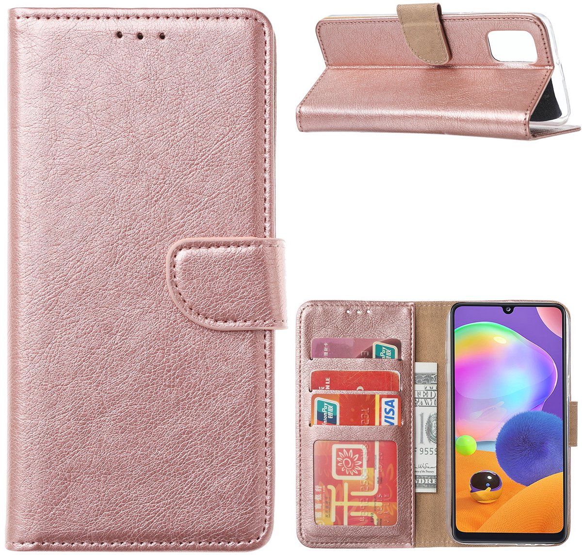 Hoesje Geschikt Voor Samsung Galaxy A21S Hoesje / wallet Case Rose Goud
