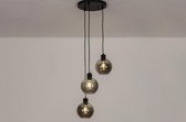 Lumidora Hanglamp 74036 - 3 Lichts - E27 - Zwart - Grijs - Metaal - ⌀ 37 cm