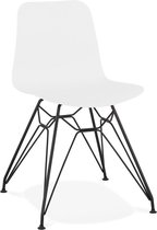 Alterego Design stoel 'GAUDY' wit industriële stijl met zwart metalen voet