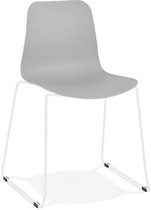 Alterego EXPO' moderne grijze stoel met witte metalen poten