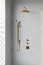 Brauer Gold Edition thermostatische inbouw doucheset - geborsteld goud PVD - hoofddouche 20cm - wandarm - staafhanddouche - met glijstang