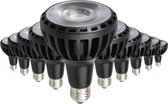 E27 LED lamp PAR30 30W 220V RA80 ZWART (10 stuks) - Koel wit licht