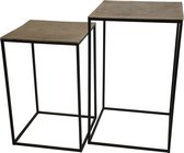 Lux - bijzettafel- goud -aluminium - 45x45x70 - set van 2