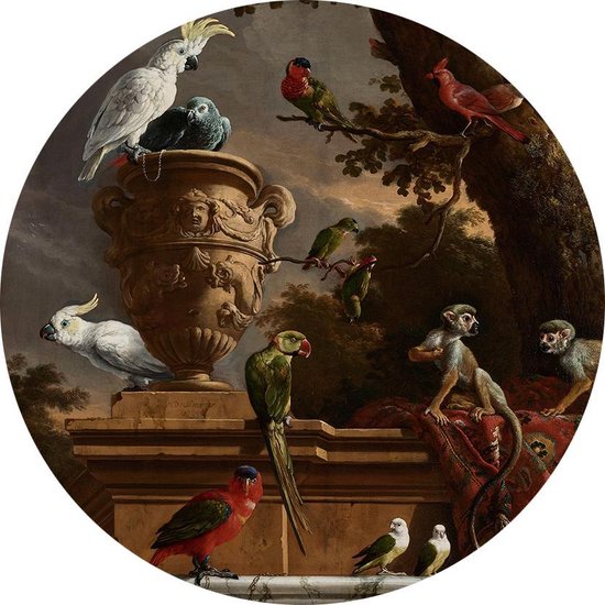 La ménagerie, Melchior d'Hondecoeter - Photo sur papier peint cercle - ⌀ 40 cm