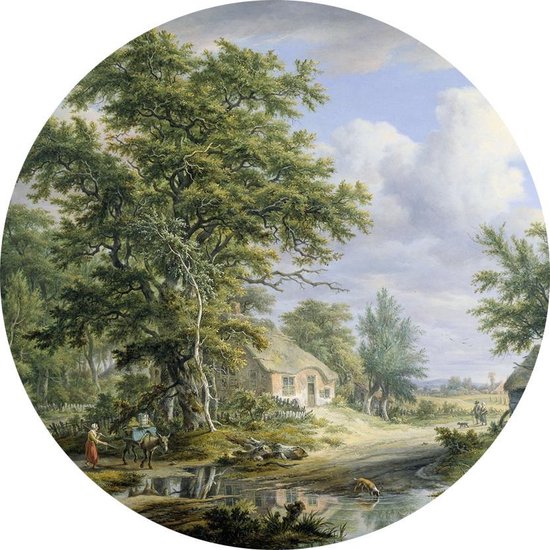 Fermes en bordure de forêt, Egbert van Drielst - Photo sur papier peint Cercle - ⌀ 150 cm