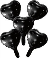 Wefiesta Folieballonnen Hartvorm 22 Cm Zwart 5 Stuks