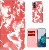 Voor Samsung Galaxy S21 5G Cloud Fog Pattern Horizontal Flip Leather Case met Houder & Card Slot & Wallet (Rood)