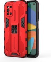 Voor Samsung Galaxy F52 5G Supersonic PC + TPU schokbestendig hoesje met houder (rood)