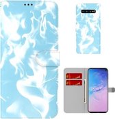 Voor Samsung Galaxy S10 Cloud Fog Pattern Horizontal Flip Leather Case met houder & kaartsleuf & portemonnee (hemelsblauw)