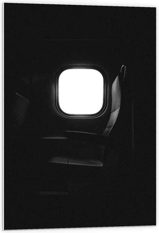 Forex - Vliegtuigstoel bij Raam - 60x90cm Foto op Forex