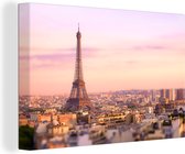 Vue de Paris avec la Tour Eiffel s'élevant au-dessus d'elle Toile 120x80 cm - Tirage photo sur Toile (Décoration murale salon / chambre) / Villes européennes Peintures sur toile