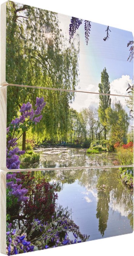 Wanddecoratie hout - Kleuren met weerkaatsing in water van Monet's tuin | bol.com