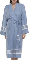 Hamam Badjas Krem Sultan Air Blue -  XL/XXL - dames/heren/unisex - hotelkwaliteit - sauna badjas - luxe badjas - zomer badjas - ochtendjas - duster - dunne badjas - badmantel