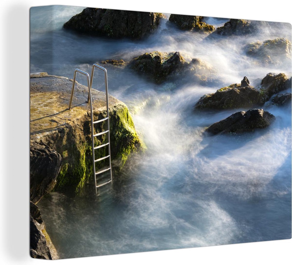 Canvas Schilderij Een natuurlijk warmwaterbad op de Azoren - 40x30 cm - Wanddecoratie
