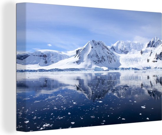 Canvas schilderij 140x90 cm - Wanddecoratie Ijs gebergtes op Antarctica - Muurdecoratie woonkamer - Slaapkamer decoratie - Kamer accessoires - Schilderijen