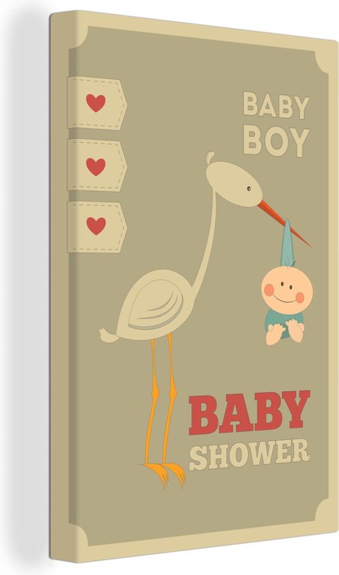 Illustration Babyshower Avec Une Cigogne Et La Citation Bebe Garcon 1x180 Cm Bol Com