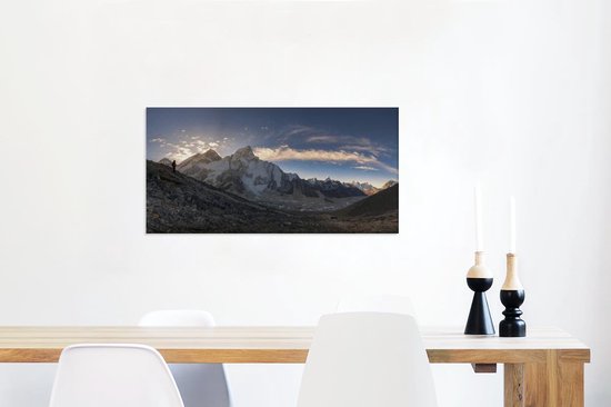 Canvas Schilderij Panoramisch uitzicht over Mount Everest in Nepal - 80x40 cm - Wanddecoratie
