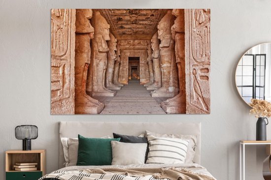 Canvas Schilderij Interieur van de Tempel van Ramses II bij Abu Simbel in Egypte - 180x120 cm - Wanddecoratie XXL - OneMillionCanvasses