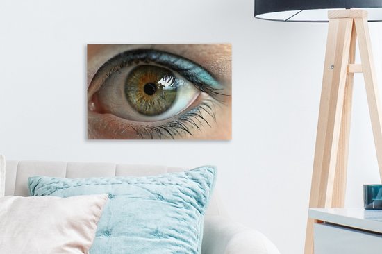 Gros plan d'un oeil marron clair 30x20 cm - petit - Tirage photo sur toile (Décoration murale salon / chambre)