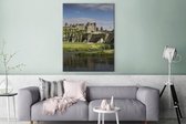 Canvas Schilderij Carcassonne - Rivier - Kasteel - 90x120 cm - Wanddecoratie